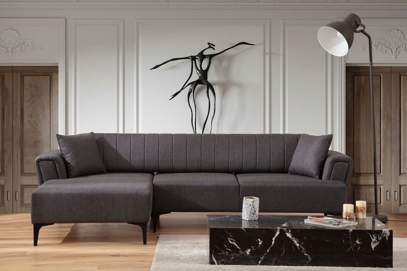 Lilesville Bäddsoffa med divan - Mörkgrå - Möbler - Soffa - Bäddsoffa