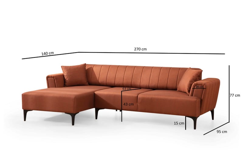 Lilesville Bäddsoffa med divan - Röd - Möbler - Soffa - Bäddsoffa