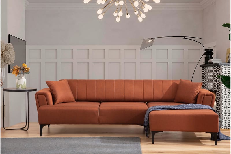 Lilesville Bäddsoffa med divan - Röd - Bäddsoffa - Hörnbäddsoffa