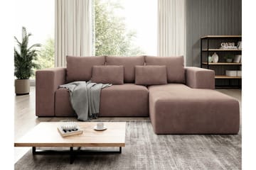 Listowel 3-sits Höger Hörnbäddsoffa 121x205 cm med Förvaring i Manchester - Gammelrosa - Möbler - Soffa - Bäddsoffa