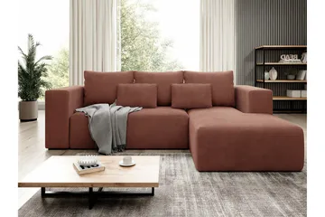 Listowel 3-sits Höger Hörnbäddsoffa 121x205 cm med Förvaring i Manchester - Terrakotta - Möbler - Soffa - Bäddsoffa