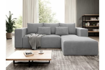 Listowel 3-sits Högervänd Hörnbäddsoffa 121x205 cm med Förvaring - Grå - Möbler - Soffa - Bäddsoffa