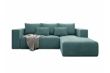 Listowel 3-sits Hörnbäddsoffa 121x205 cm med Förvaring i Manchester - Turkos - Möbler - Soffa - Bäddsoffa