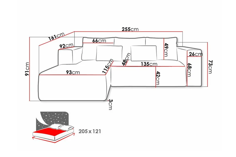 Listowel 3-sits Hörnbäddsoffa beige - Möbler - Soffa - Bäddsoffa