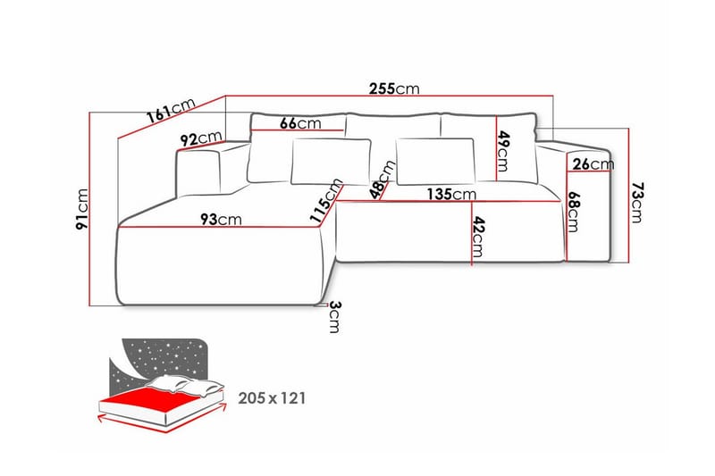 Listowel 3-sits Hörnbäddsoffa beige - Möbler - Soffa - Bäddsoffa