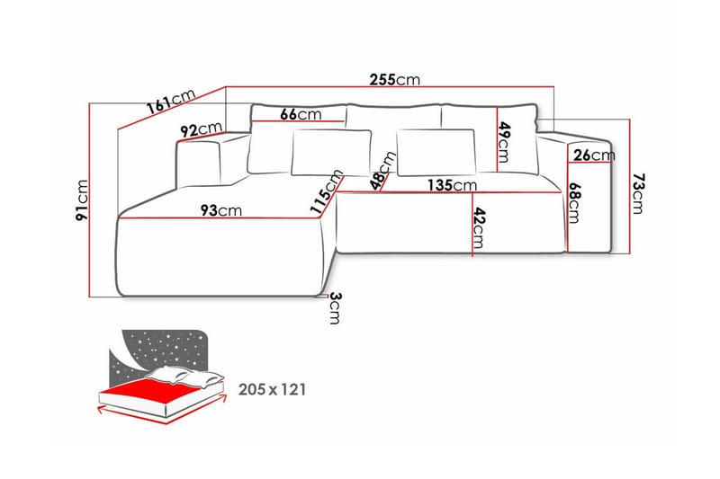 Listowel 3-sits Hörnbäddsoffa beige - Möbler - Soffa - Bäddsoffa