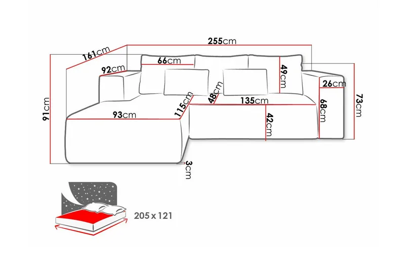 Listowel 3-sits Hörnbäddsoffa Beige/Light beige - Möbler - Soffa - Bäddsoffa