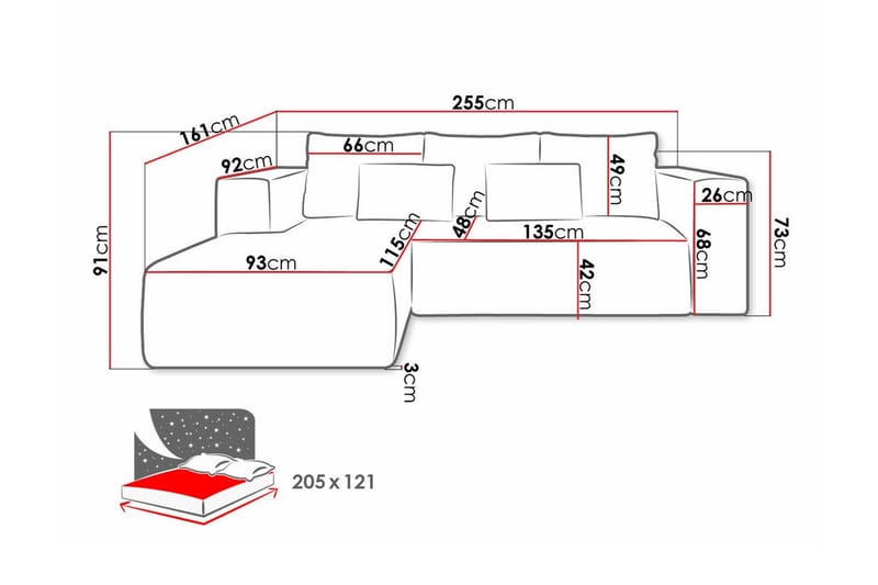 Listowel 3-sits Hörnbäddsoffa Beige/Light beige - Möbler - Soffa - Bäddsoffa