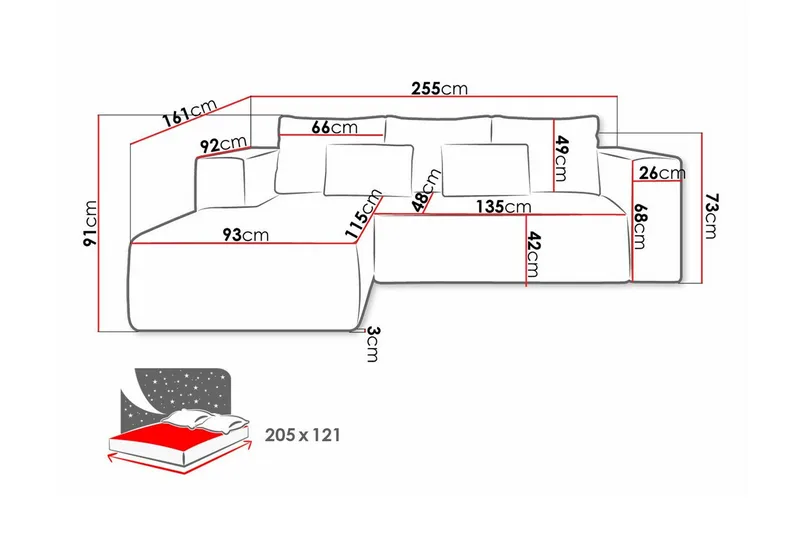 Listowel 3-sits Hörnbäddsoffa Dark blue - Möbler - Soffa - Bäddsoffa