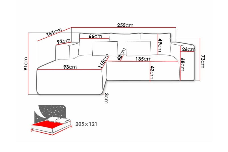 Listowel 3-sits Hörnbäddsoffa Dark blue - Möbler - Soffa - Bäddsoffa
