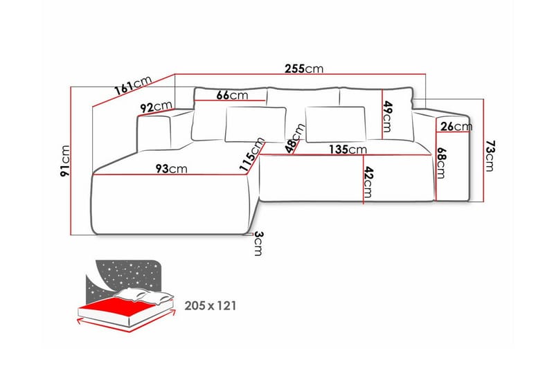Listowel 3-sits Hörnbäddsoffa Dark green - Möbler - Soffa - Bäddsoffa