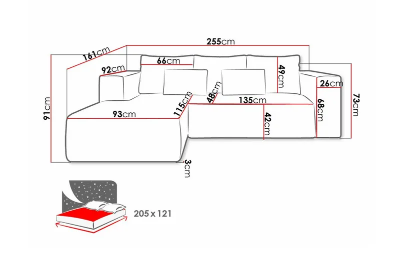 Listowel 3-sits Hörnbäddsoffa Green - Möbler - Soffa - Bäddsoffa