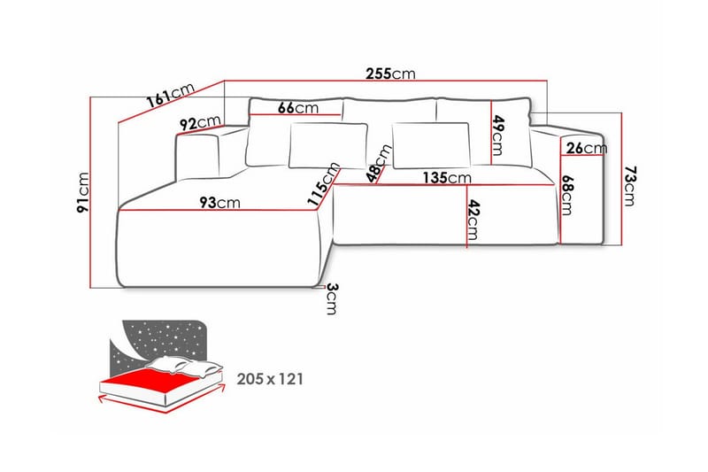 Listowel 3-sits Hörnbäddsoffa Green - Möbler - Soffa - Bäddsoffa