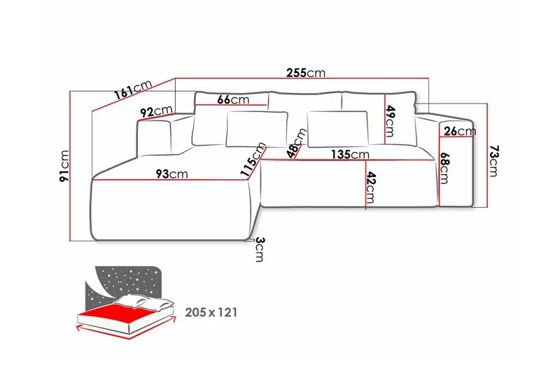 Listowel 3-sits Hörnbäddsoffa Light grey/Dark grey - Möbler - Soffa - Bäddsoffa