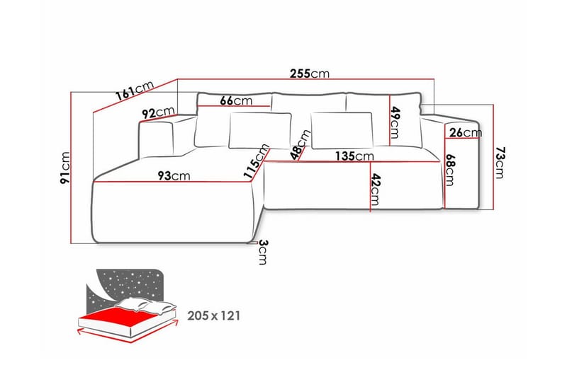 Listowel 3-sits Hörnbäddsoffa Light grey/Dark grey - Möbler - Soffa - Bäddsoffa