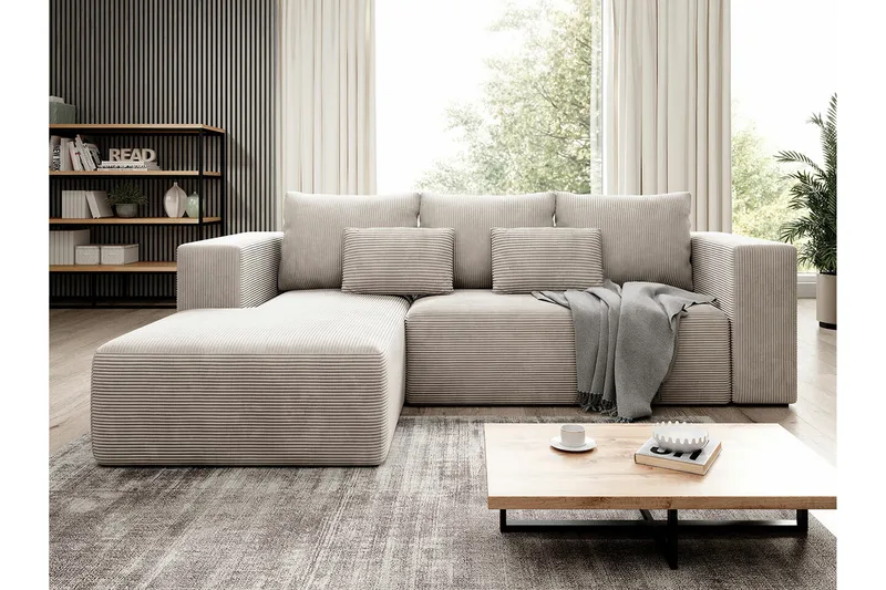 Listowel 3-sits Hörnbäddsoffa NO_BRAND beige - Möbler - Soffa - Bäddsoffa