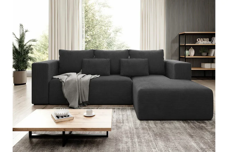 Listowel 3-sits Hörnbäddsoffa NO_BRAND Black - Möbler - Soffa - Bäddsoffa