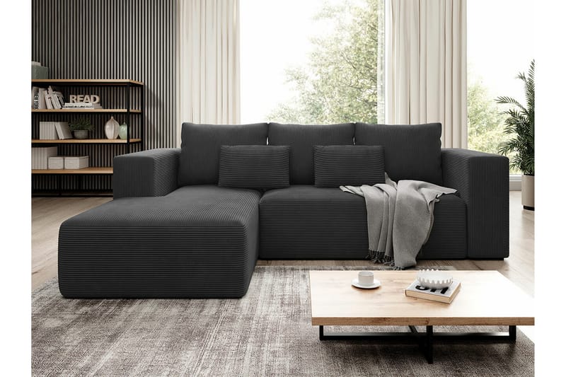 Listowel 3-sits Hörnbäddsoffa NO_BRAND Black - Möbler - Soffa - Bäddsoffa