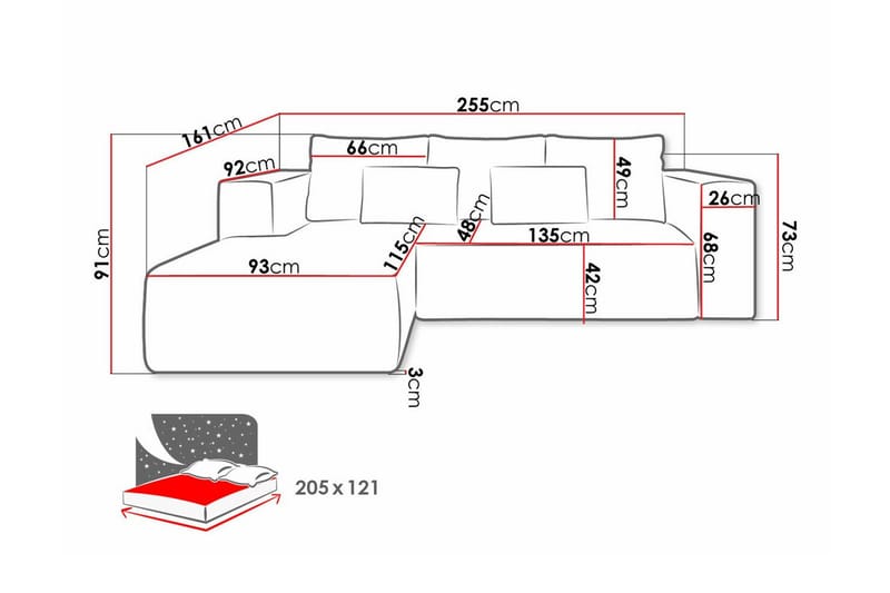 Listowel 3-sits Hörnbäddsoffa Turquoise - Möbler - Soffa - Bäddsoffa