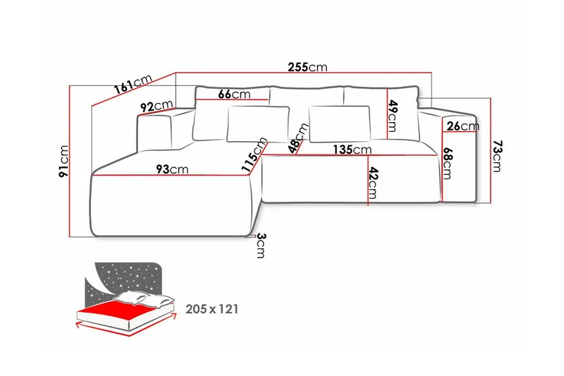 Listowel 3-sits Hörnbäddsoffa Turquoise - Möbler - Soffa - Bäddsoffa