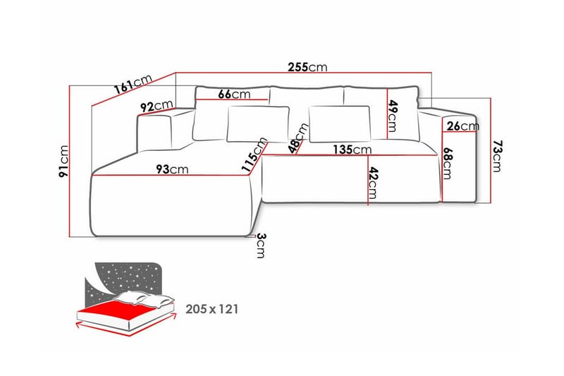 Listowel 3-sits Hörnbäddsoffa Turquoise - Möbler - Soffa - Bäddsoffa