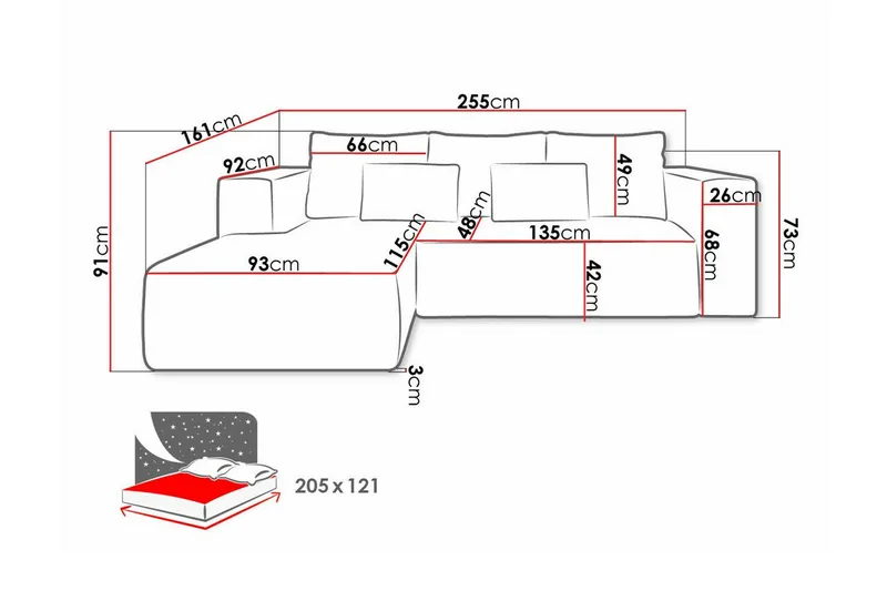 Listowel 3-sits Hörnbäddsoffa Yellow - Möbler - Soffa - Bäddsoffa