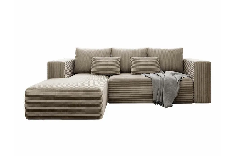 Listowel 3-sits Vänster Hörnbäddsoffa med Förvaring i Manchestertyg, Beige