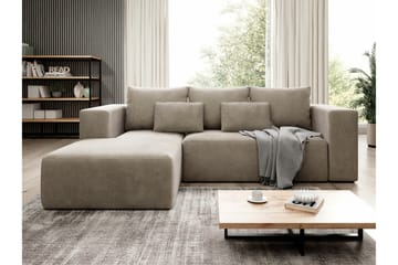 Listowel 3-sits Vänster Hörnbäddsoffa med Förvaring i Manchestertyg - Beige - Möbler - Soffa - Bäddsoffa