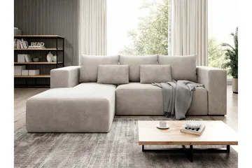 Listowel 3-sits Vänstervänd Hörnbäddsoffa 121x205 cm med Förvaring - Beige - Möbler - Soffa - Bäddsoffa