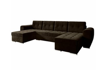 Listowel 4-sits Hörnbäddsoffa med Divan och Schäslong i Tuftat Tyg - Brun - Möbler - Soffa - Bäddsoffa