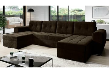 Listowel 4-sits Hörnbäddsoffa med Divan och Schäslong i Tuftat Tyg - Brun - Möbler - Soffa - Bäddsoffa