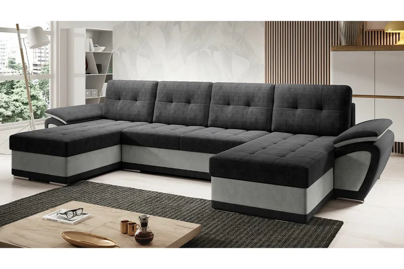 Listowel 4-sits Hörnbäddsoffa NO_BRAND Dark grey/Light grey - Möbler - Soffa - Bäddsoffa