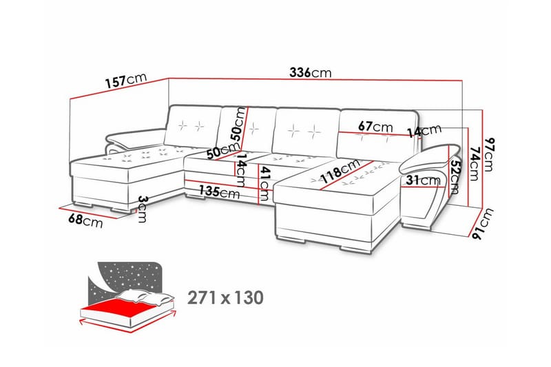 Listowel 4-sits Hörnbäddsoffa - Möbler - Soffa - Bäddsoffa