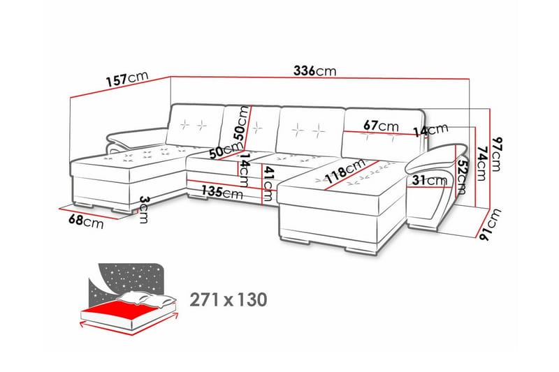 Listowel 4-sits Hörnbäddsoffa - Möbler - Soffa - Bäddsoffa