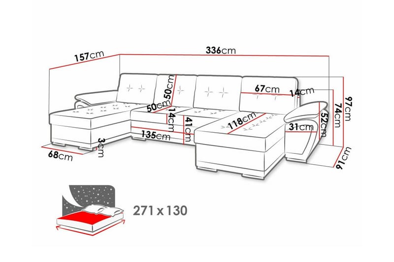 Listowel 4-sits Hörnbäddsoffa - Möbler - Soffa - Bäddsoffa