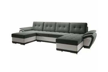 Listowel 4-sits U-formad Hörnbäddsoffa 130x271 cm med Förvaring i Tyg - Grå - Möbler - Soffa - Bäddsoffa