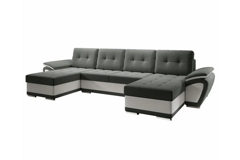 Listowel 4-sits U-formad Hörnbäddsoffa 130x271 cm med Förvaring i Tyg, Grå