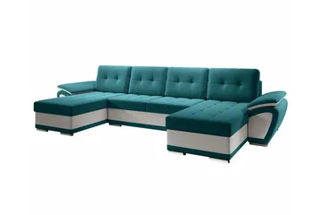 Listowel 4-sits U-formad Hörnbäddsoffa 130x271 cm med Förvaring i Tyg - Petrolblå - Möbler - Soffa - Bäddsoffa