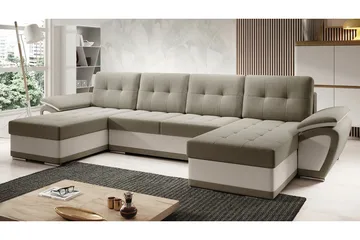 Listowel 4-sits U-formad Hörnbäddsoffa 130x271 cm med Förvaring - Mullvadsbrun - Möbler - Soffa - Bäddsoffa