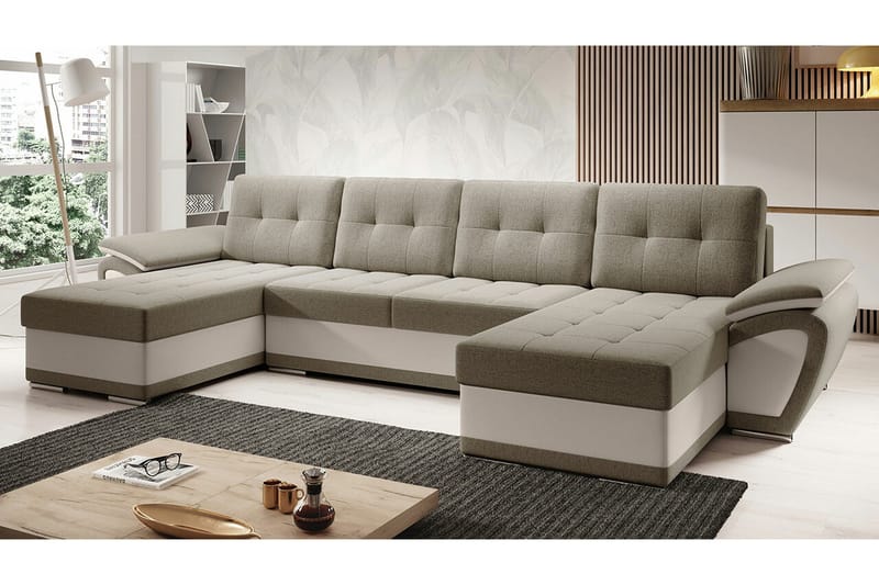 Listowel 4-sits U-formad Hörnbäddsoffa 130x271 cm med Förvaring - Mullvadsbrun - Möbler - Soffa - B äddsoffa