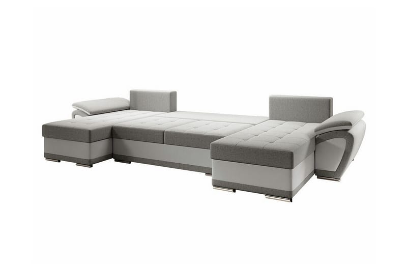 Listowel 4-sits U-formad Hörnbäddsoffa i Tyg med Konstläderunderrede - Grå - Möbler - Soffa - Bäddsoffa