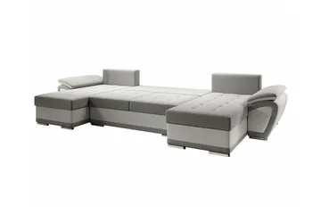 Listowel 4-sits U-formad Hörnbäddsoffa i Tyg med Konstläderunderrede - Mörkgrå - Möbler - Soffa - Bäddsoffa