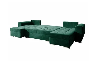 Listowel 4-sits U-formad Hörnbäddsoffa med Förvaring i Sammet - Blå - Möbler - Soffa - Bäddsoffa