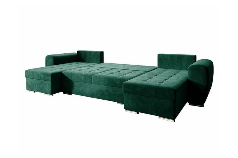 Listowel 4-sits U-formad Hörnbäddsoffa med Förvaring i Sammet - Blå - Möbler - Soffa - Bäddsoffa