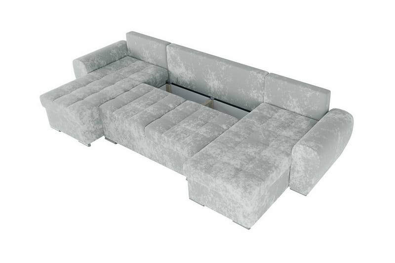Listowel 4-sits U-formad Hörnbäddsoffa med Förvaring i Sammet - Blå - Möbler - Soffa - Bäddsoffa