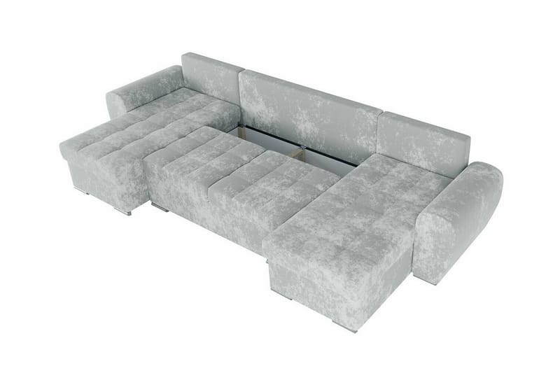 Listowel 4-sits U-formad Hörnbäddsoffa med Förvaring i Sammet - Grå - Möbler - Soffa - Bäddsoffa