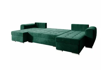Listowel 4-sits U-formad Hörnbäddsoffa med Förvaring i Sammet - Grå - Möbler - Soffa - Bäddsoffa