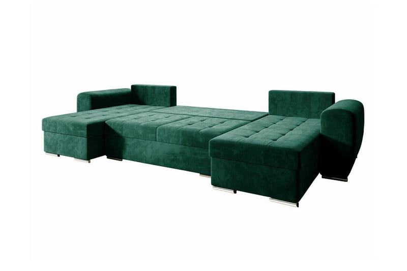 Listowel 4-sits U-formad Hörnbäddsoffa med Förvaring i Sammet - Grå - Möbler - Soffa - Bäddsoffa