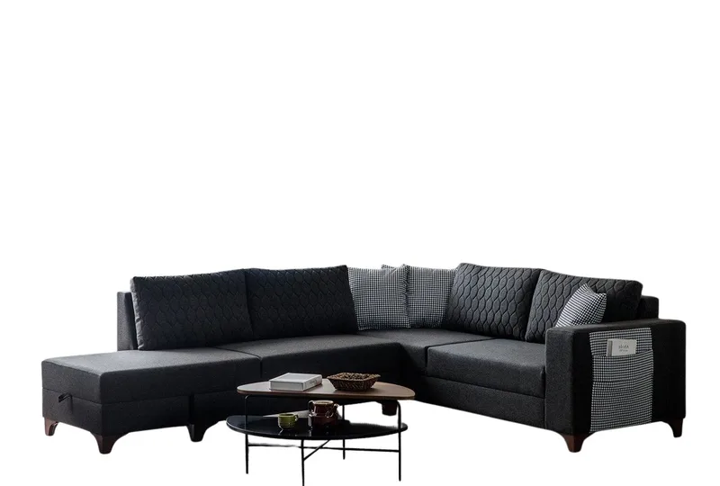 Loftia Hörnsoffa-bäddsoffa 230x90x150 cm, Antracit