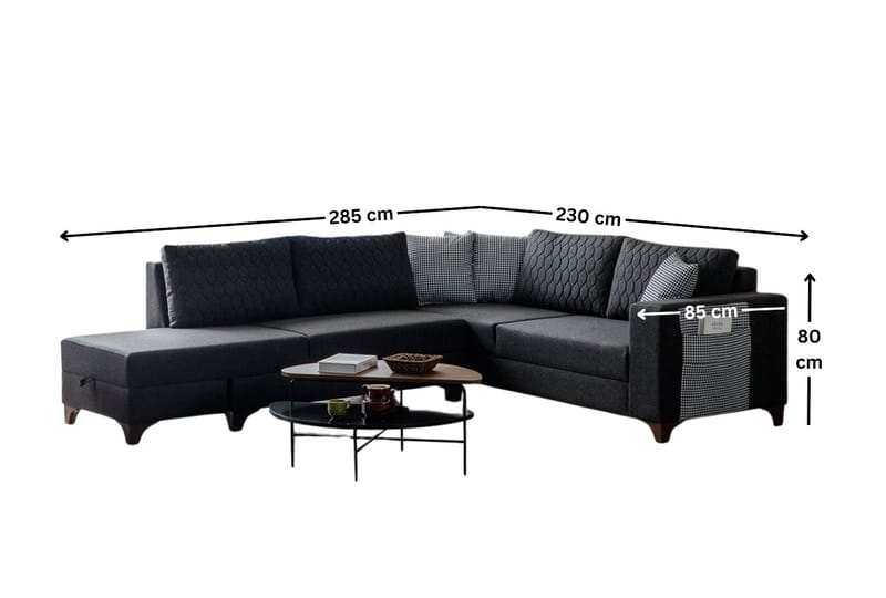 Loftia Hörnsoffa-bäddsoffa 230x90x150 cm - Antracitgrå - Möbler - Soffa - Bäddsoffa